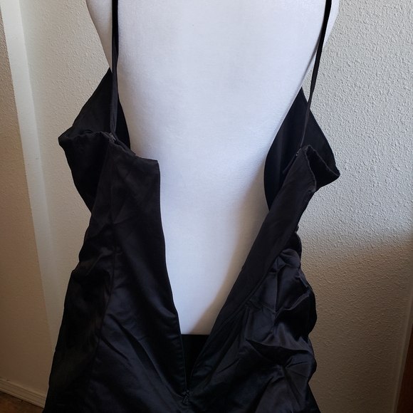 Vtg Impression Bride Womens Black Atlas Assymetrical Drapped Skirt Long - Picture 3 of 16